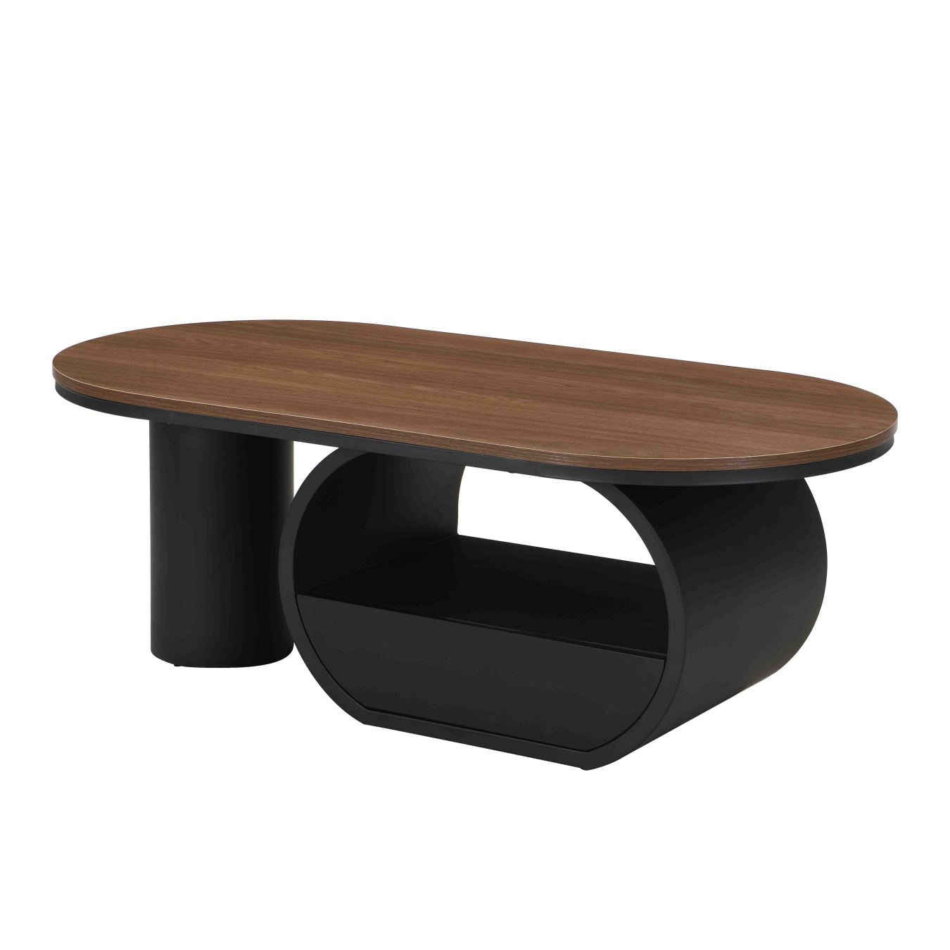 Latitude Run® 47.24" Industrial Oval Coffee Table With Storage | Wayfair